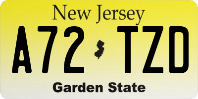 NJ license plate A72TZD