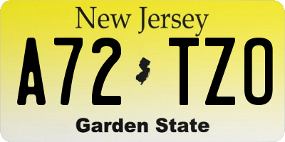 NJ license plate A72TZO