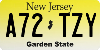 NJ license plate A72TZY