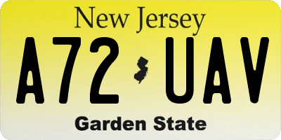 NJ license plate A72UAV