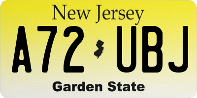 NJ license plate A72UBJ