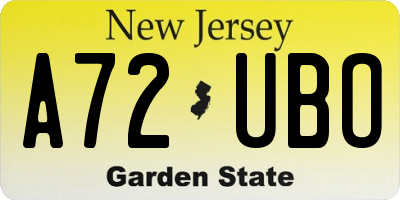 NJ license plate A72UBO