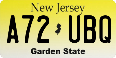 NJ license plate A72UBQ