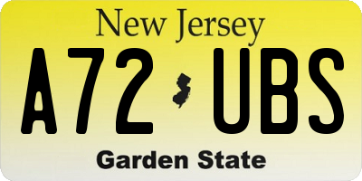 NJ license plate A72UBS