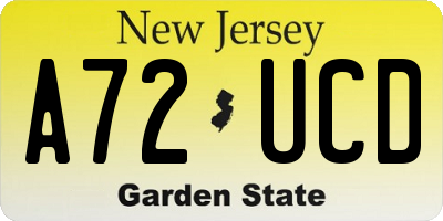 NJ license plate A72UCD