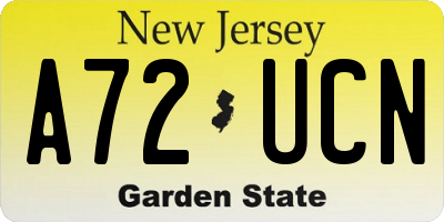 NJ license plate A72UCN