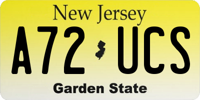 NJ license plate A72UCS