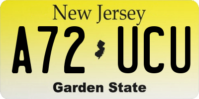 NJ license plate A72UCU