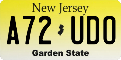 NJ license plate A72UDO