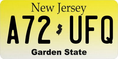 NJ license plate A72UFQ