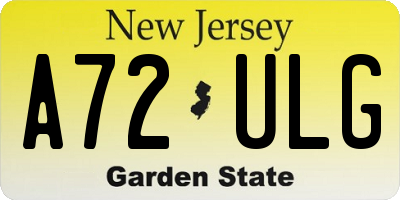 NJ license plate A72ULG