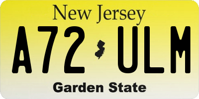 NJ license plate A72ULM