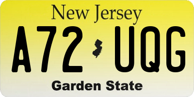 NJ license plate A72UQG