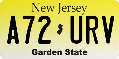 NJ license plate A72URV