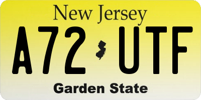 NJ license plate A72UTF