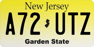 NJ license plate A72UTZ