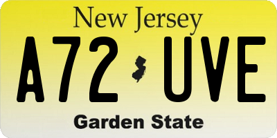 NJ license plate A72UVE
