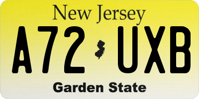 NJ license plate A72UXB