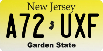 NJ license plate A72UXF