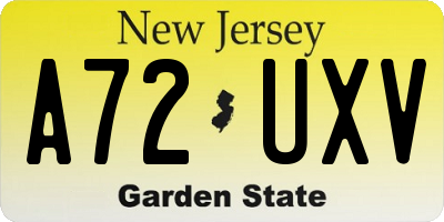 NJ license plate A72UXV