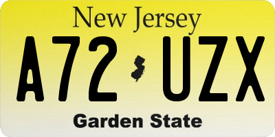 NJ license plate A72UZX