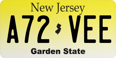 NJ license plate A72VEE