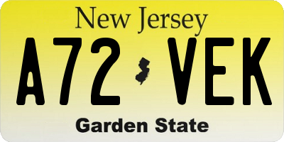 NJ license plate A72VEK