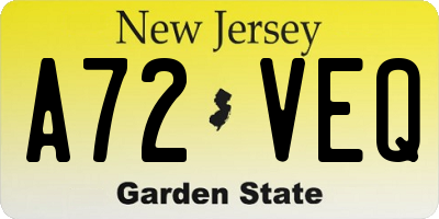 NJ license plate A72VEQ
