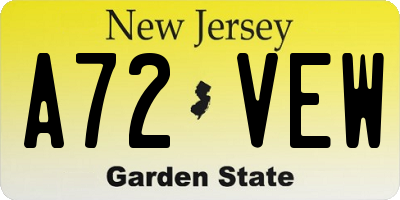 NJ license plate A72VEW