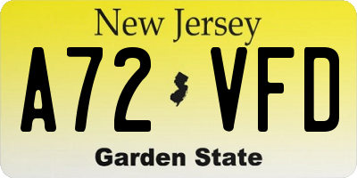 NJ license plate A72VFD