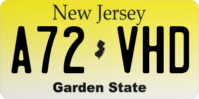 NJ license plate A72VHD