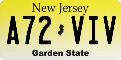NJ license plate A72VIV