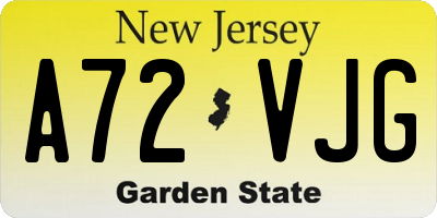 NJ license plate A72VJG