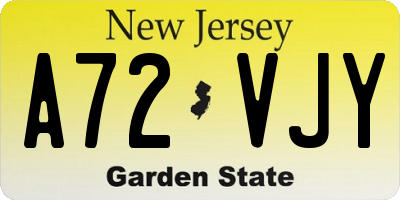 NJ license plate A72VJY