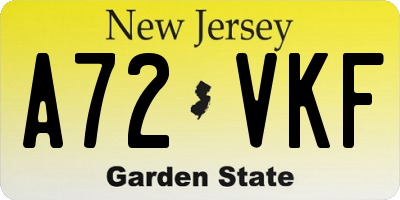 NJ license plate A72VKF