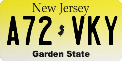 NJ license plate A72VKY