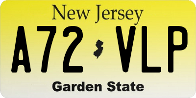 NJ license plate A72VLP