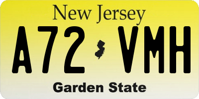 NJ license plate A72VMH