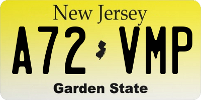 NJ license plate A72VMP