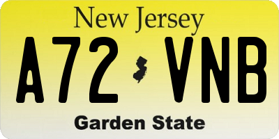 NJ license plate A72VNB