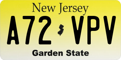 NJ license plate A72VPV
