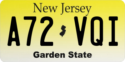 NJ license plate A72VQI