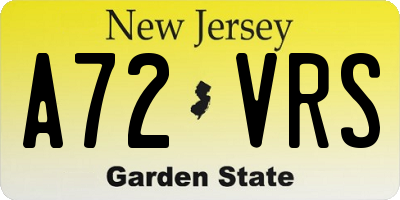 NJ license plate A72VRS