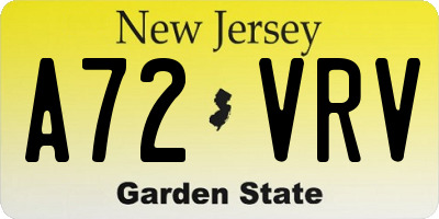 NJ license plate A72VRV
