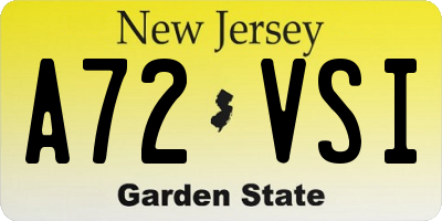NJ license plate A72VSI