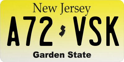 NJ license plate A72VSK
