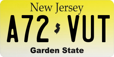 NJ license plate A72VUT