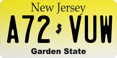 NJ license plate A72VUW