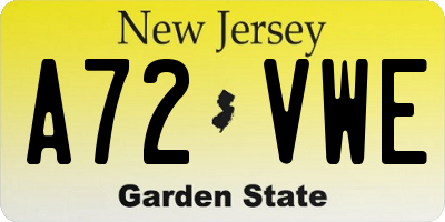 NJ license plate A72VWE