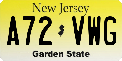 NJ license plate A72VWG